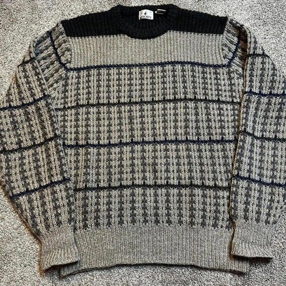 Vintage chunky knit‎ preppy grandpa grunge jockey wool blend seater size large